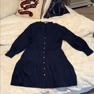 Elegant Free Assembly Navy Blue Button-Down Dress